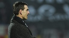 Hlavní příbramský trenér Kamil Tobiáš během zápasu se Slavií (1:8).