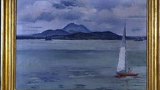 Alfréd Justitz: Máchovo jezero (20. léta 20. století) olej, plátno, 66 x 92 cm