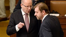 Zleva premiér a pedseda SSD Bohuslav Sobotka a éf poslaneckého klubu...