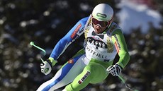 Slovinský lyžař Boštjan Kline míří za výhrou ve sjezdu v Kvitfjellu.