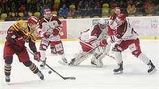 Momentka z hokejového duelu Jihlava vs. Frýdek-Místek (bílá)