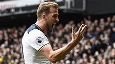 HATTRICK. Úto�ník Harry Kane z Tottenhamu se raduje z jednoho ze t�í gól�,...