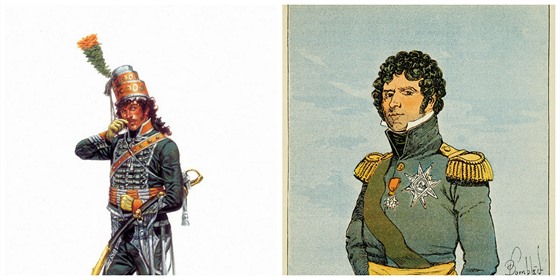 Joachim Murat (vlevo) a Jean-Baptiste Bernadotte. Jeden byl spí marnotratník,...