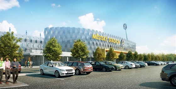 Vizualizace konečné podoby fotbalového stadionu v Hradci Králové