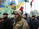 Kyjev. Demonstrace za peruení obchodních styk se separatistickými územími...