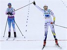 védka Stina Nilssonová poráí ve finii o stíbrnou medaili v závodu tafet...
