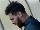 Zadumaný Lionel Messi na úterním tréninku Barcelony.