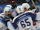 Gólová radost hokejist Plzn ve tetím duelu s Vítkovicemi.