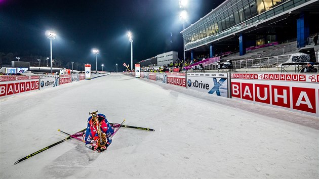 Gabriela Koukalov v cli sprintu v Pchjongchangu.