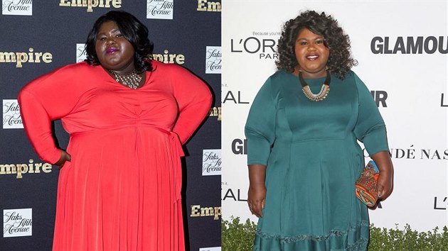 Gabourey Sidibe ped zhubnutm v z 2015 a pr msc po gastrickm bypassu v listopadu 2016.