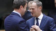 P�edseda Evropské rady Donald Tusk na summitu EU s lucemburským premiérem...