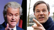 Pedseda nizozemské strany PVV Geert Wilders V(vlevo) a premiér Mark Rutte