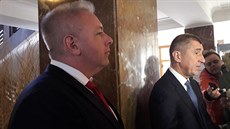 Ministr vnitra Milan Chovanec a ministr financí Andrej Babi po jednání, na...