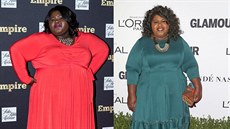 Gabourey Sidibe ped zhubnutím v záí 2015 a pár msíc po gastrickém bypassu v...