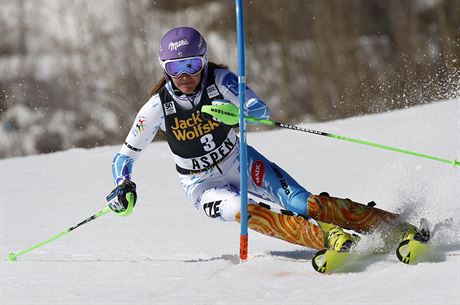 rka Strachov na trati slalomu v Aspenu