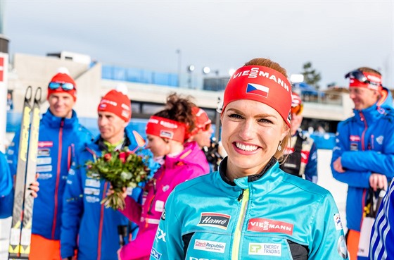 Gabriela Koukalová plná úsmv po sprintu v Oslu