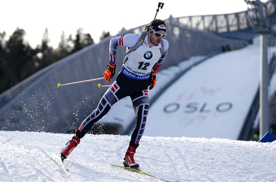 Dominik Landertinger na trati sprintu v Oslu