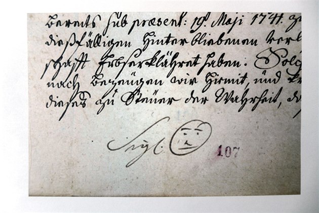 Listina z roku 1741, signovaná árským opatem. Nkteí odborníci se domnívají,...