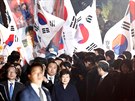 Sesazená jihokorejská prezidentka Pak Kun-hje opustila prezidentský palác....