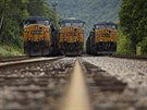 Vlaky dopravující uhlí ve mst Pikeville v Kentucky (3. ervna 2014)