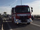 Na Praském okruhu se stetla dv auta, nehoda komplikuje dopravu (17.3.2017).