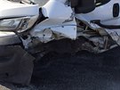 Na Praském okruhu se stetla dv auta, nehoda komplikuje dopravu (17.3.2017).