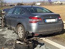 Na Praskm okruhu se stetla dv auta, nehoda komplikuje dopravu (17.3.2017).