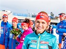 Gabriela Koukalová plná úsmv po sprintu v Oslu