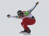 Nelly Moenneov Loccozov ve finle mistrovstv svta ve snowboardcrossu...