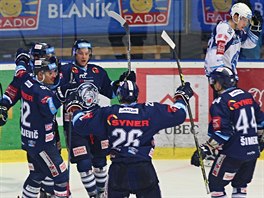 Radost libereckých hokejistů v utkání proti Plzni