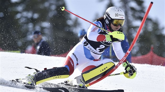 Wendy Holdenerov na trati slalomu ve Squaw Valley