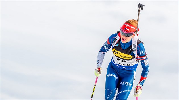 Gabriela Koukalov na trati sprintu v Oslu