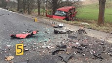 Nehoda ty aut na silnici I/16 nedaleko Mladé Boleslavi (14.3.2017).