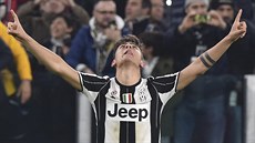 Paulo Dybala z Juventusu Turín poté, co rozhodl o výhře nad AC Milán.