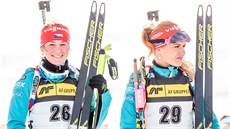 Gabriela Koukalová (vpravo) a Veronika Vítková po sprintu v Oslu