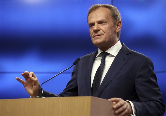 Donald Tusk na tiskové konferenci v Bruselu (29. bezna 2017).