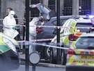 Vyetovatelé na míst útoku u budovy britského parlamentu (22. bezna 2017)