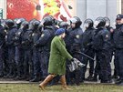 Bloruská policie rozhání protivládní protesty v Minsku (25. bezna 2017)