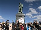 Protikorupní protest v na Pukinov námstí v Moskv (26. bezna 2017)