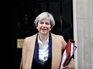 Britská premiérka Theresa Mayová opoutí Downing Street 10 (29. bezna 2017)