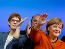 Angela Merkelová a kandidátka CDU v Sársku Annegret Krampová-Karrenbauerová...