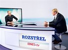 Hynek Charous (vlevo) a moderátor Jaroslav Plesl v diskusním poadu Rozstel.