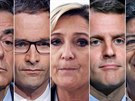 Kandidáti na francouzského prezidenta. Zleva - Francois Fillon, Benoit Hamon,...