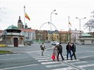 Historické Kotrovy kiosky u Praského mostu v Hradci Králové (23. 3. 2017)