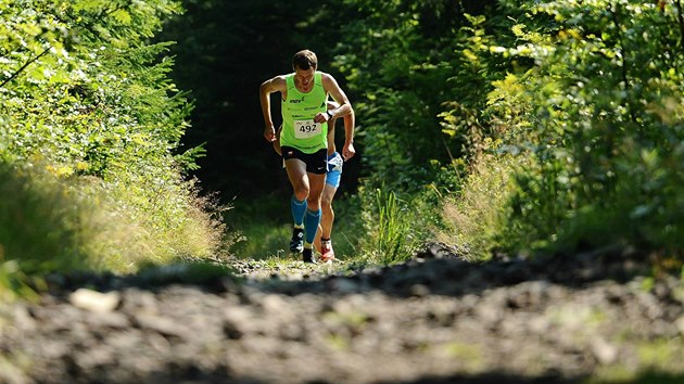 Ondřej Fejfar na trati prvního ročníku závodu Kilpi Trail Running Cupu ve Špindlerově Mlýně, 1. místo na 21 km.