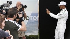 Lewis Hamilton si fotí fotografy, jak si ho fotí.
