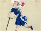 Dívka v modrých atech na ilustraci z roku 1940