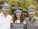 Princ William, vévodkyně Kate a princ Harry s čelenkami na akci na podporu...