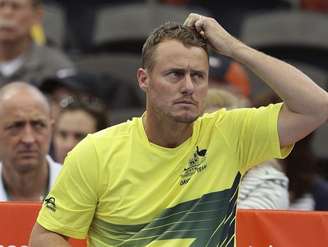 ZAMYLENÝ. Kapitán australských tenist Leyton Hewitt pi tvrtfinále Davis...