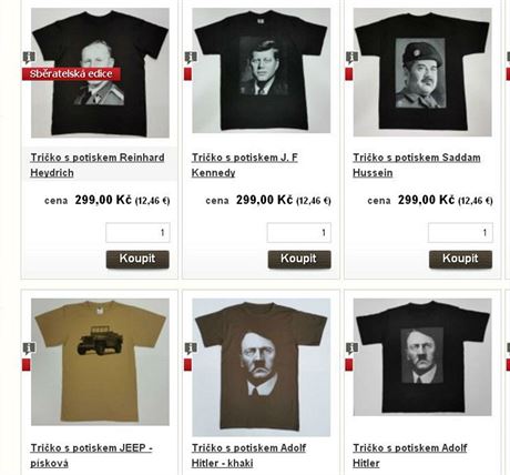 O Hitlera na tričkách se zajímá policie. Prodejce teď nabízí i Heydricha -  iDNES.cz